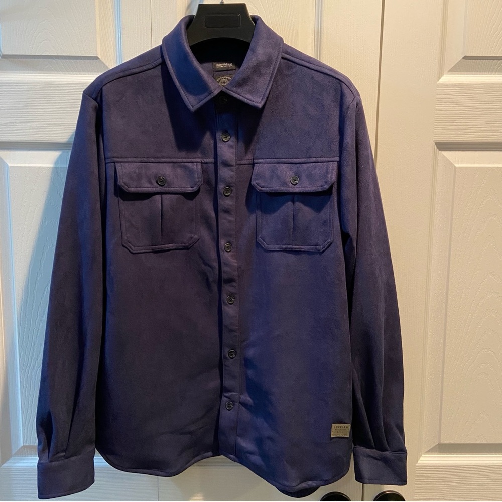 Buffalo David Bitton Navy Faux Suede Button Up Jacket
